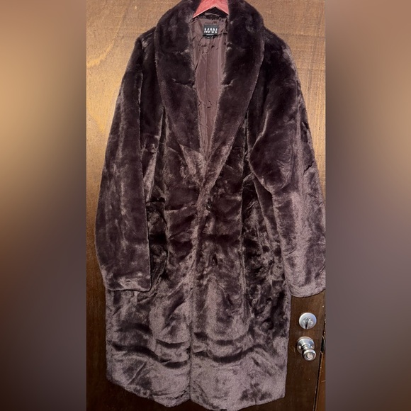 Boohoo Mens Other - Mens 46R brown faux fur coat